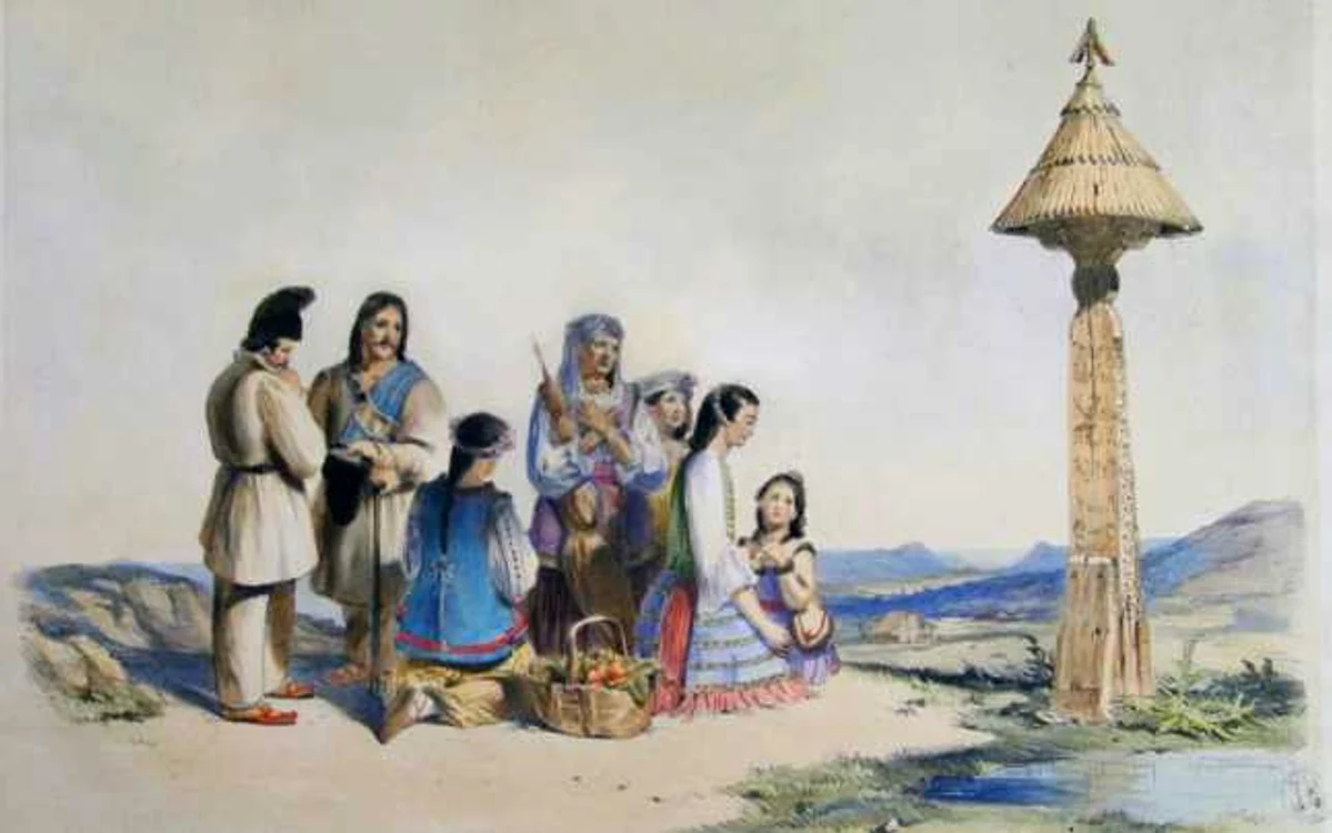 Români în secolul al XIX-lea. Gravură.