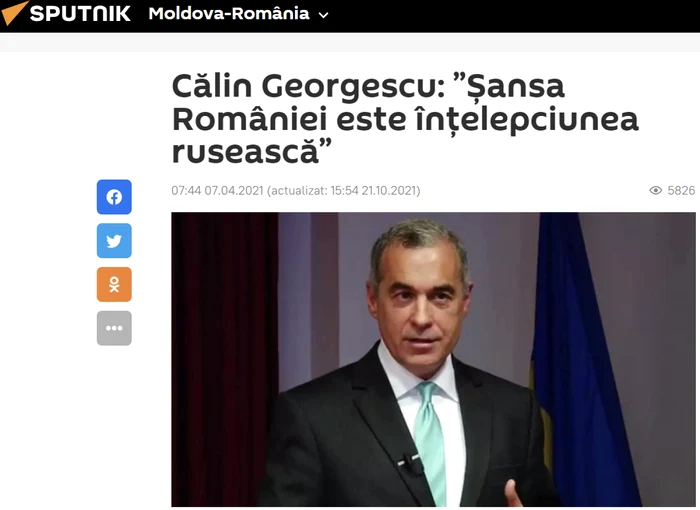 Calin Georgescu Captură Sputnik