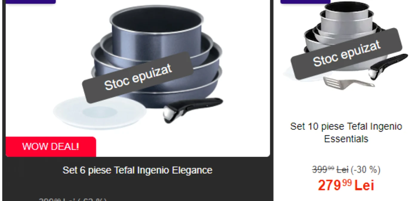 Produse stoc epuizat eMAG