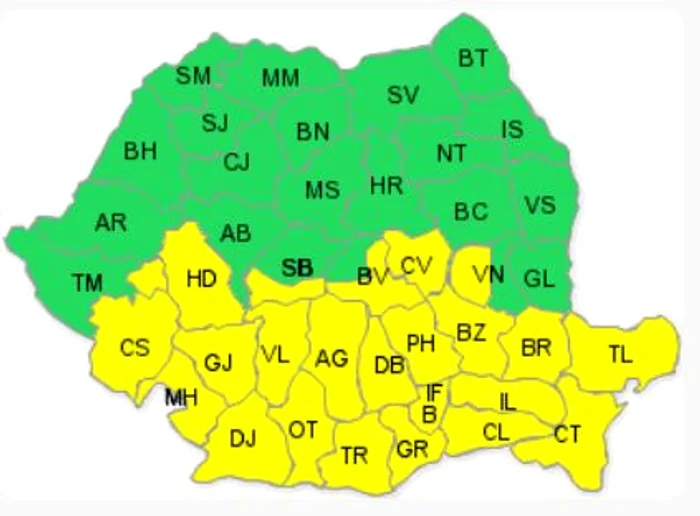 Jumătatea de sud a țării, dar și zonele vestice și estice, sub cod galben de ninsoare și vânt (foto: meteoromania.ro)