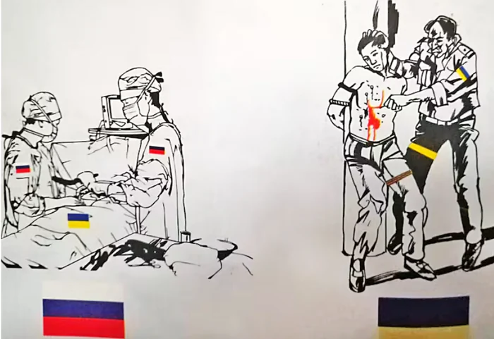Ilustrație din broșura de propagandă rusă găsită asupra soldaților ruși FOTO Captură El Pais