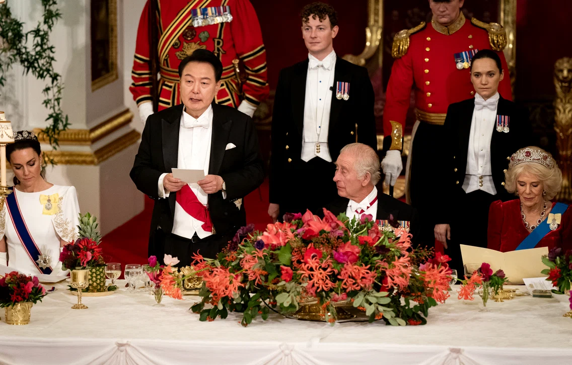 Kate Middleton, Camilla, Charles, la dineul de stat, Foto Getty