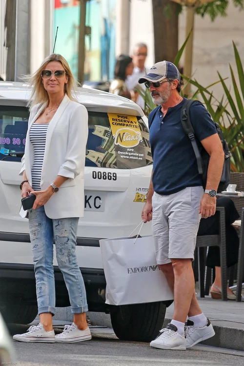 Antonio Banderas and Nicole Kempel seen out and about doing some shopping in Madrid jpeg