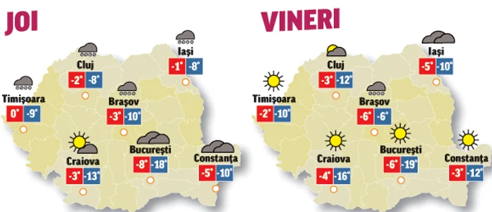 Prognoza meteo pentru următoarele două zile anunță că vremea va rămâne sub auspiciile gerului
