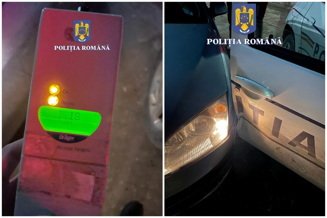 Șoferul a lovit autospeciala de Poliție, încercând să scape FOTO: IPJ Olt
