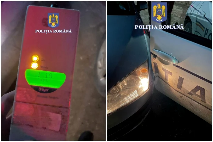 Șoferul a lovit autospeciala de Poliție, încercând să scape FOTO: IPJ Olt