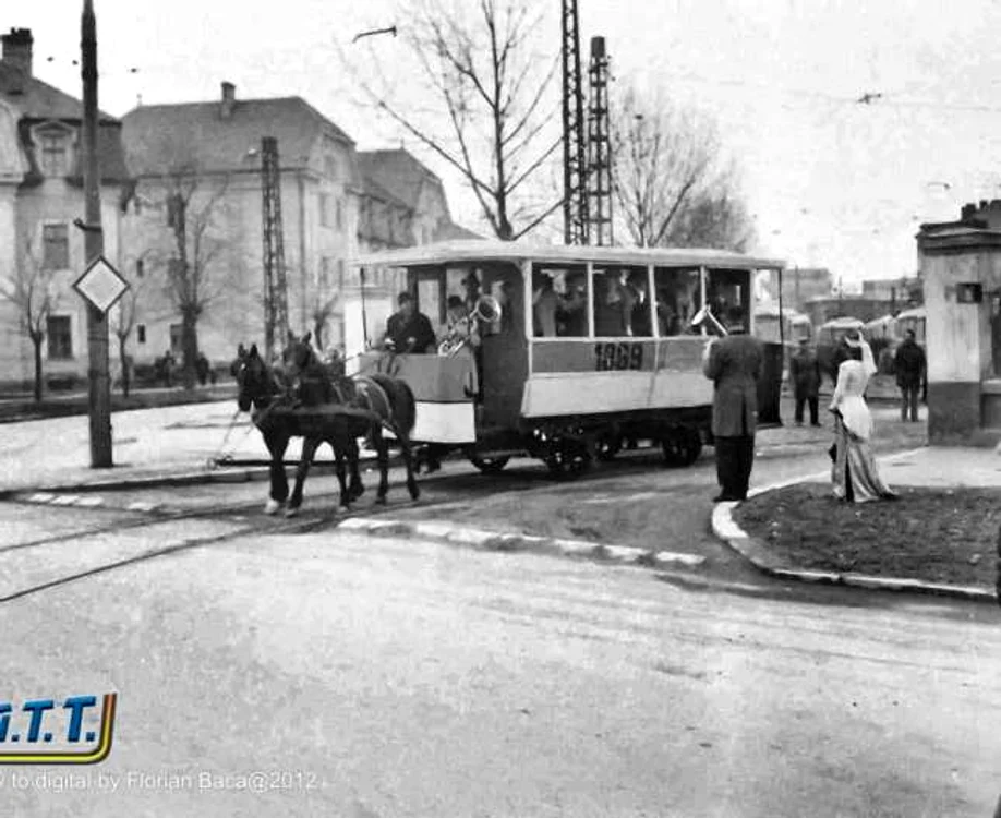 Primul tramvai tras de cai din Timişoara. FOTO RATT