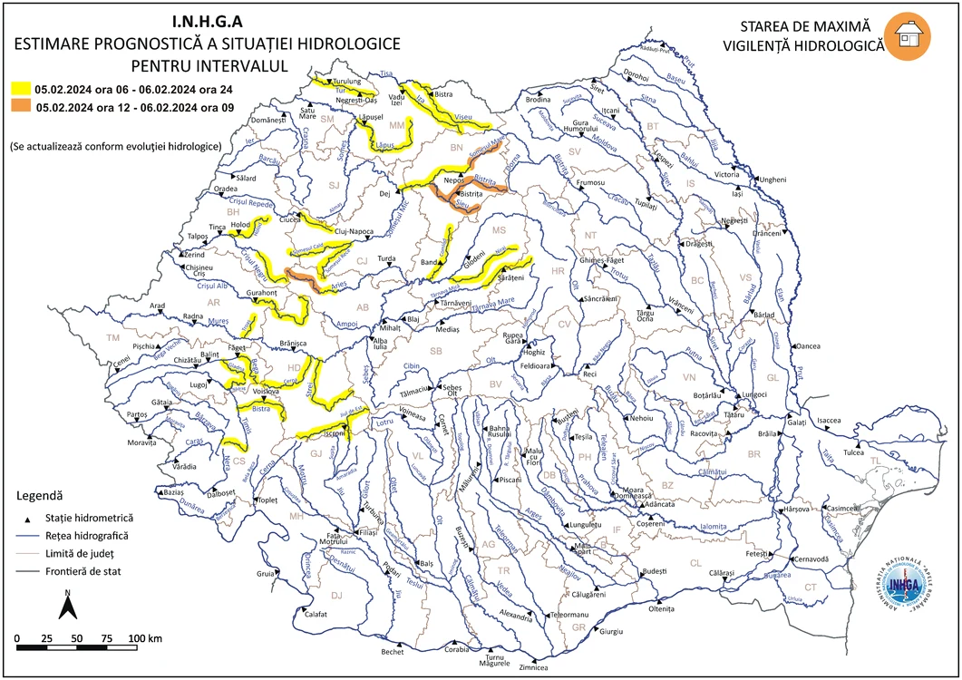 Bazinele hidrografice afectate. FOTO: INHGA