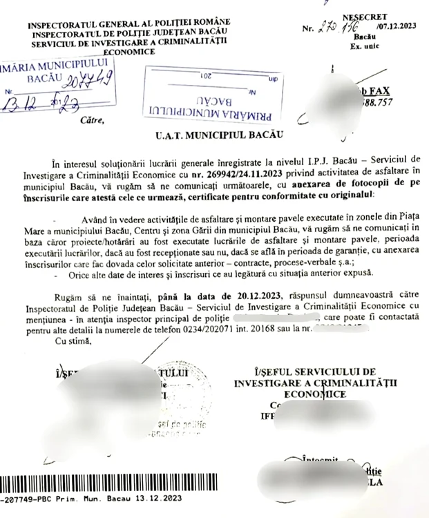 Poliția cercetează asfaltările făcute la Bacău FOTO Ziarul de Bacău