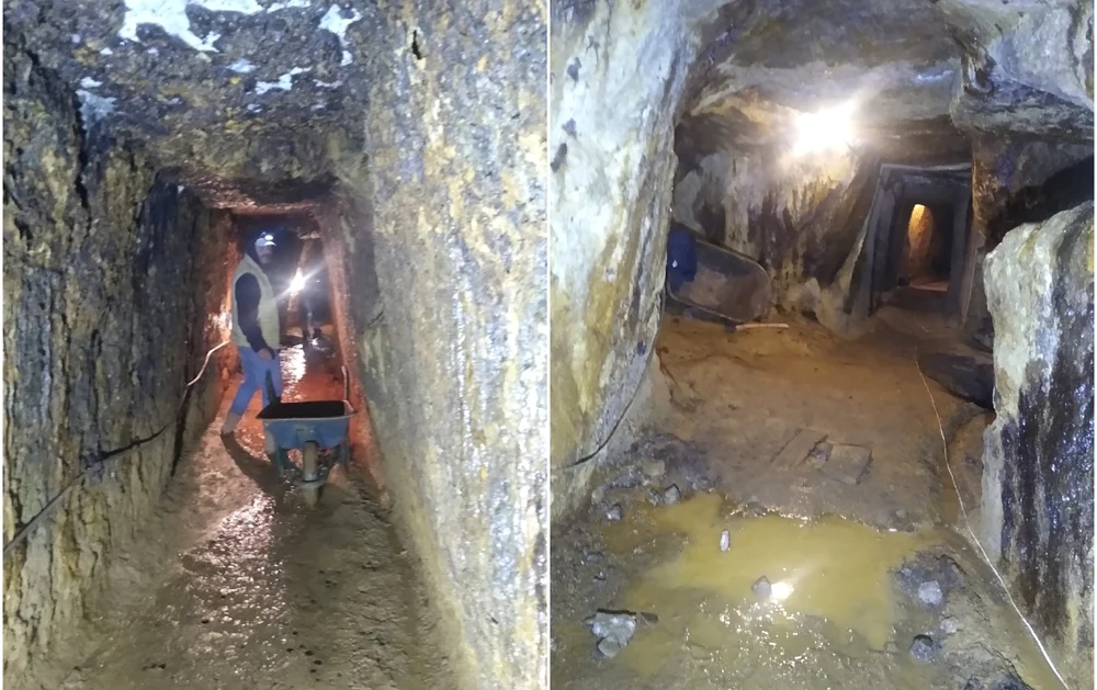 Se lucrează în galeria romană de la Muzeul Mineritului FOTO Roșia Montană Community