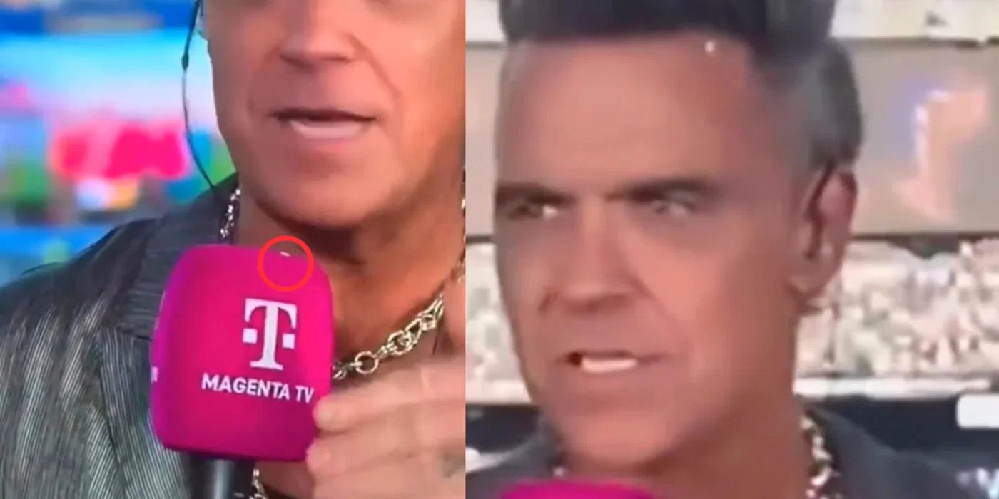 Robbie Williams a devenit viral cu un moment din timpul unui interviu. Foto: colaj capturi video