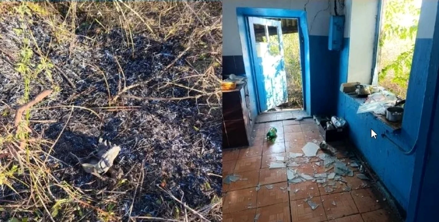 Geamurile unei clădiri au fost sparte de explozia dronei.