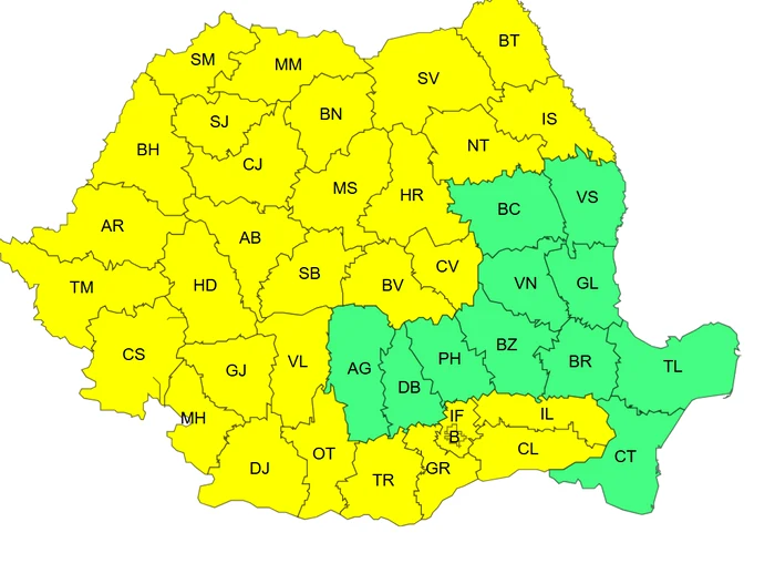 Cod galben de temperaturi ridicate sâmbătă, 7 iunie. FOTO: meteoromania.ro