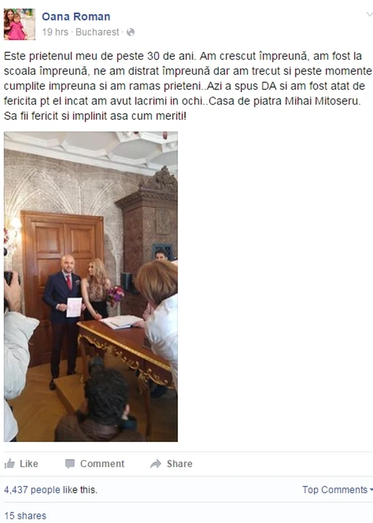 Oana Roma este extrem de fericită pentru Mihai Mitoșeru