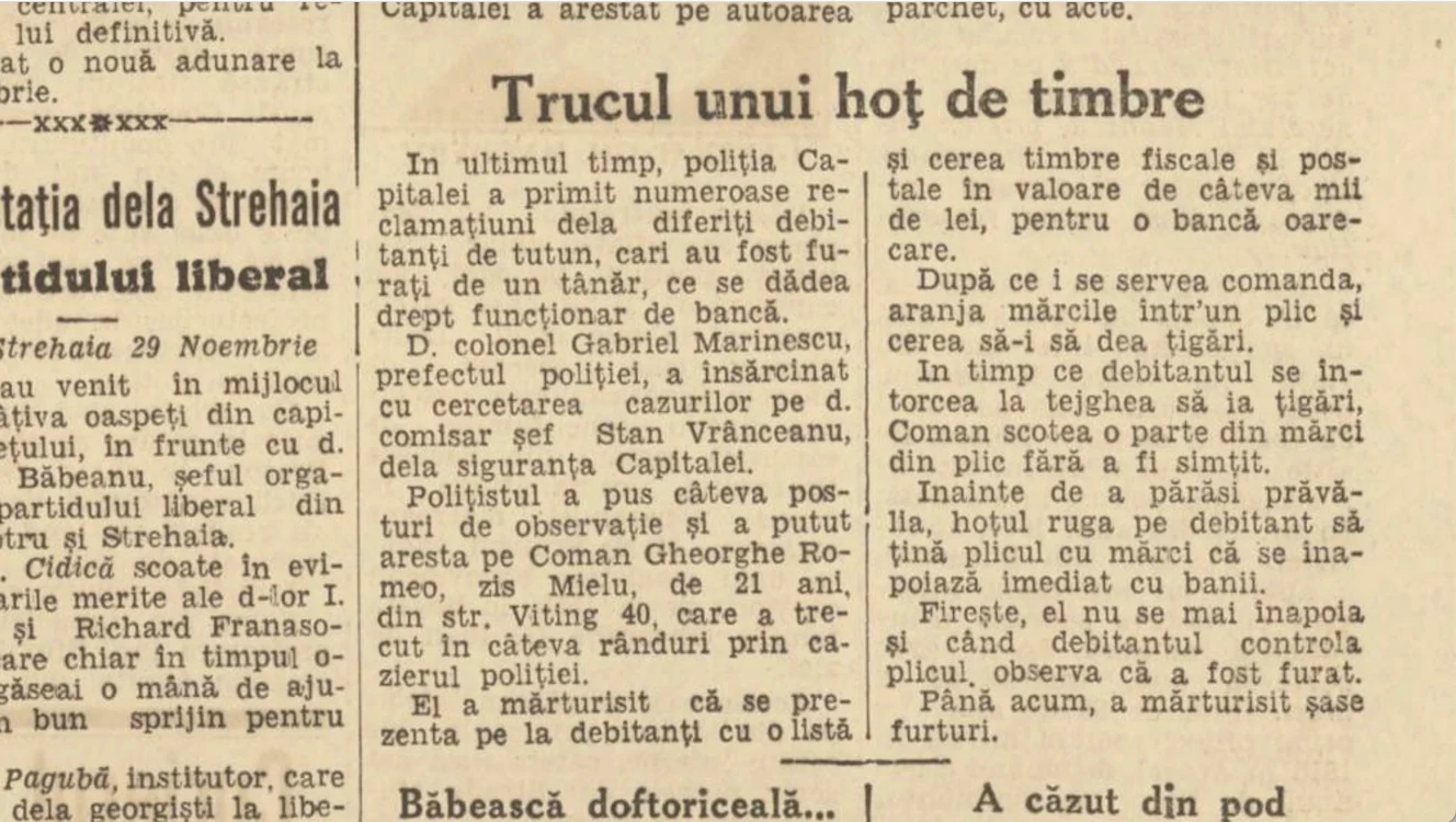 hot de timbre, Universul, 1924.jpeg