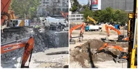 Lucrările de refacere totală a Planșeului Unirii continuă conform programului, după finalizarea dezafectării planșeului vechi în zona parcului Unirii. foto captura vid FB