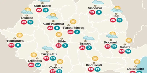 Temperaturile în weekend 