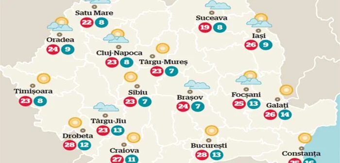 Temperaturile în weekend 