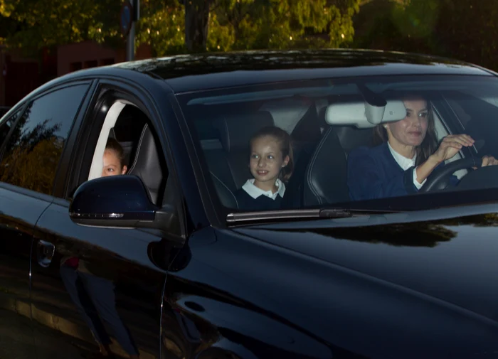 Queen Letizia Of Spain takes her daughters Leonor, Princess of Asturias, Infanta Sofía of Spain to school on their first day in Aravaca, Madrid jpeg