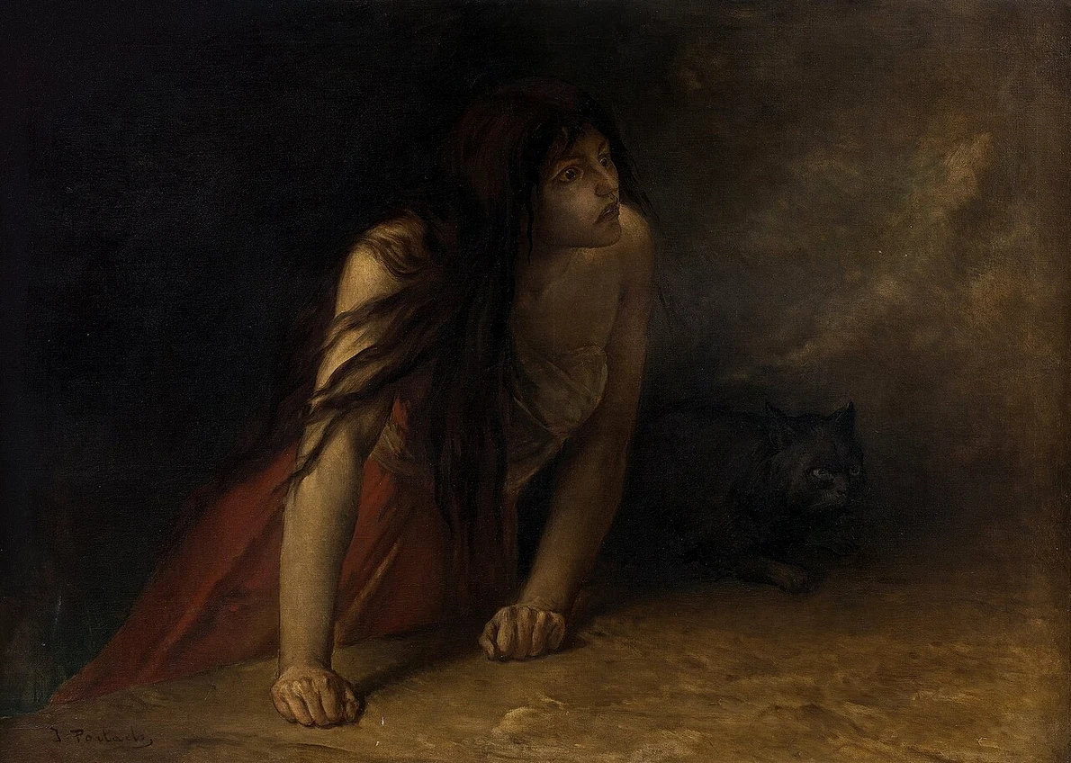 Vrăjitoarea, pictură de Jean-François Portaels, din secolul al XIX-lea  