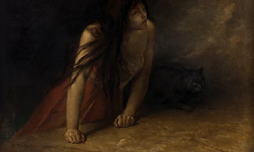 Vrăjitoarea, pictură de Jean-François Portaels, din secolul al XIX-lea  