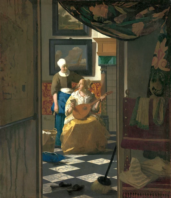 Johannes Vermeer, Scrisoarea de dragoste, 1669-1670, ulei pe pânză, 44 x 38,5 cm, Rijksmuseum, Amsterdam