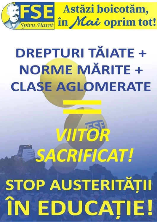 Mesajul postat de Federația Sindicatelor din Educație „Spiru Haret”, în prima zi a simulării 