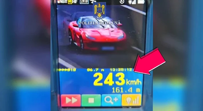 Șofer prins cu 243 de km/h lângă Brașov FOTO IPJ Brașov