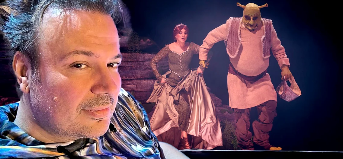 Dan Helciug, în rolul lui „Shrek”. Costumul i-a dat mari bătăi de cap