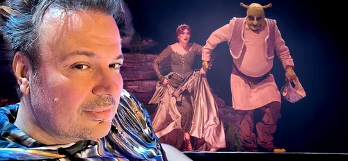 Dan Helciug, în rolul lui „Shrek”. Costumul i-a dat mari bătăi de cap