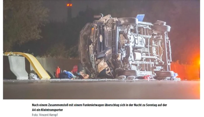 Zece români au fost răniți după răsturnarea microbuzului. Sursa: stiridiaspora.ro
