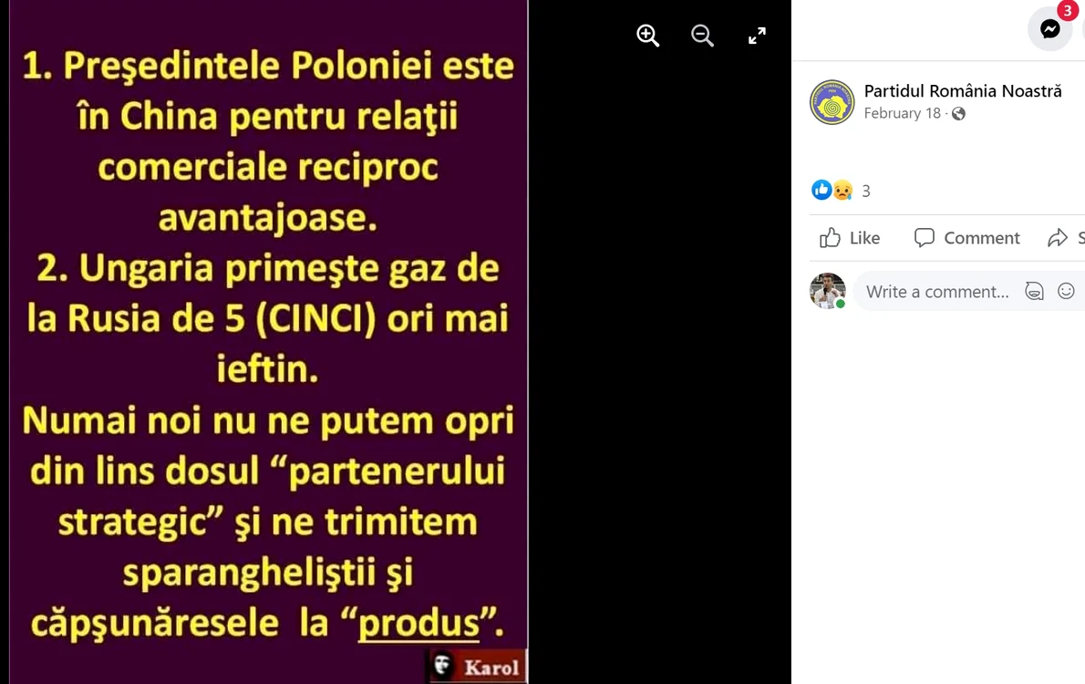 Ideea PRN despre „partenerul strategic” FOTO Captură Facebook