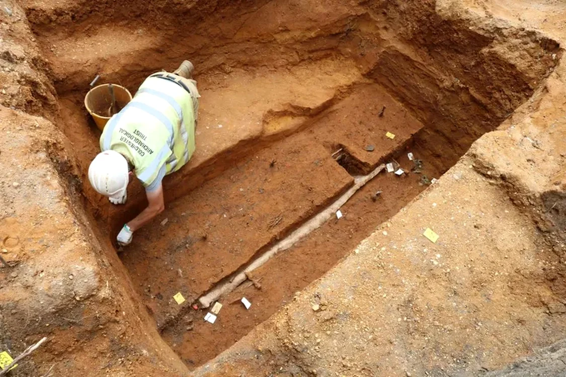 Situl unde a fost descoperit sicriul din epoca romană (© Colchester Archaeological Trust)