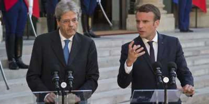 Premierul italian Paolo Gentiloni şi preşedintele Franţei  Emmanuel Macron