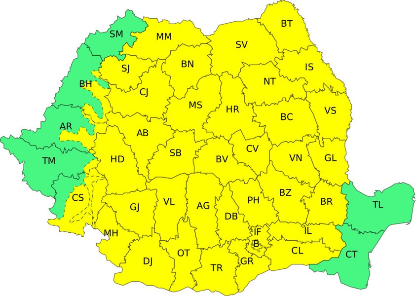 Vijelii în peste trei sferturi din țară până maine dimineață. ANM a emis cod galben de ploi torențiale HARTĂ