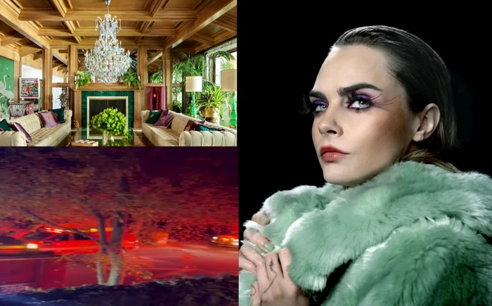 Conacul Carei Delevingne, mistuit de flăcări FOTO Colaj Instagram