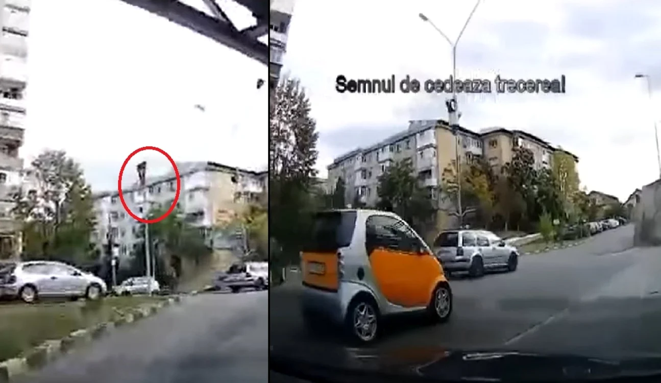 Indicator cu cedează trecerea ignorat de şoferi în Vâlcea Foto colaj captură video