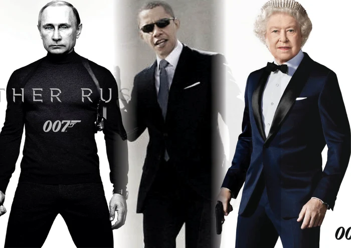 
    Vladimir Putin (Rusia), Barack Obama (SUA) și Regina Elisabeta a II-a a Marii Britanii, ar putea purta oricând haine de James Bond, în viziunea site-ului DesignCrowdfoto: DesignCrowd  