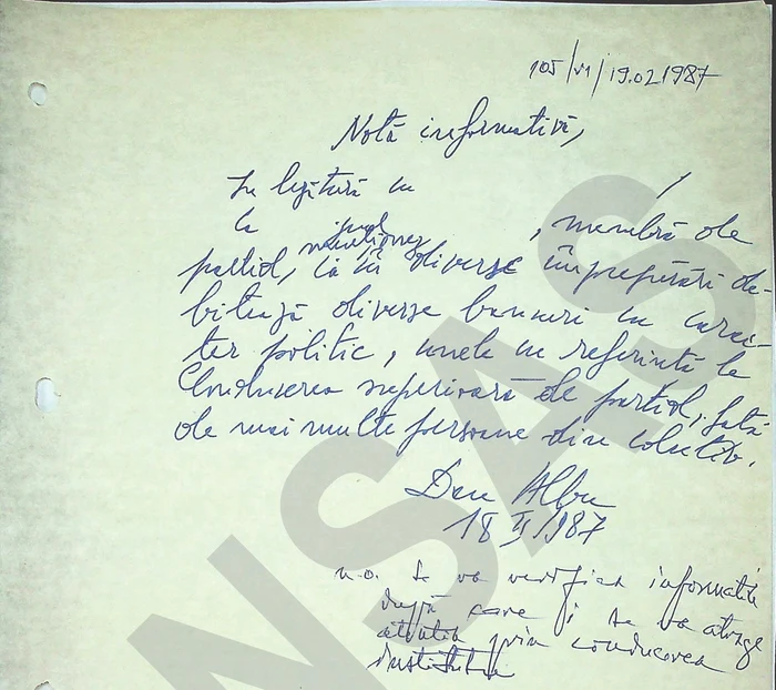 Notă informativă Securitate FOTO: CNSAS