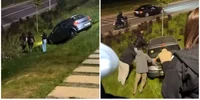 Șofer începător, cu mașina blocată în Parcul Belvedere din Sibiu. Poliția Locală caută persoana aflată la volan FOTO: captură video Facebook