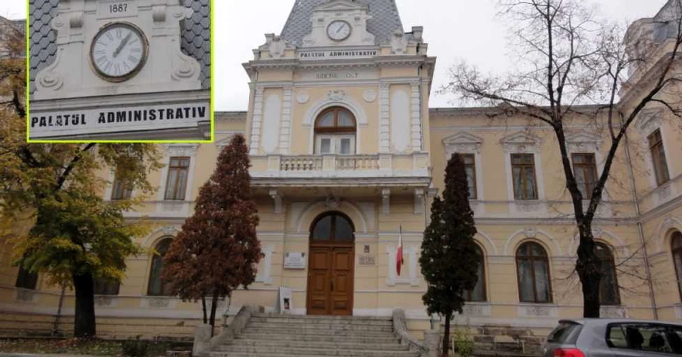 Orologiul de pe acoperişul Muzeului Judeţean Olt a fost montat în anul 1897, la zece ani de la inaugurarea clădirii (Foto: Mugurel Manea)