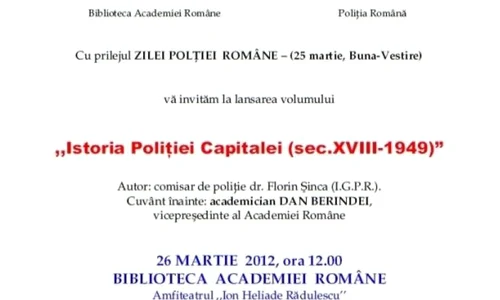 Lansarea cărții „Istoria Poliției Capitalei (sec XVIII 1949)” jpeg