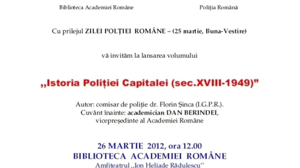 Lansarea cărții „Istoria Poliției Capitalei (sec XVIII 1949)” jpeg