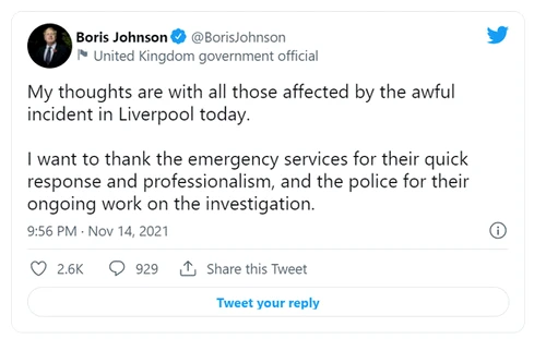 Reacția lui Boris Johnson pe TwitterSursa foto: Twitter/Boris johnson