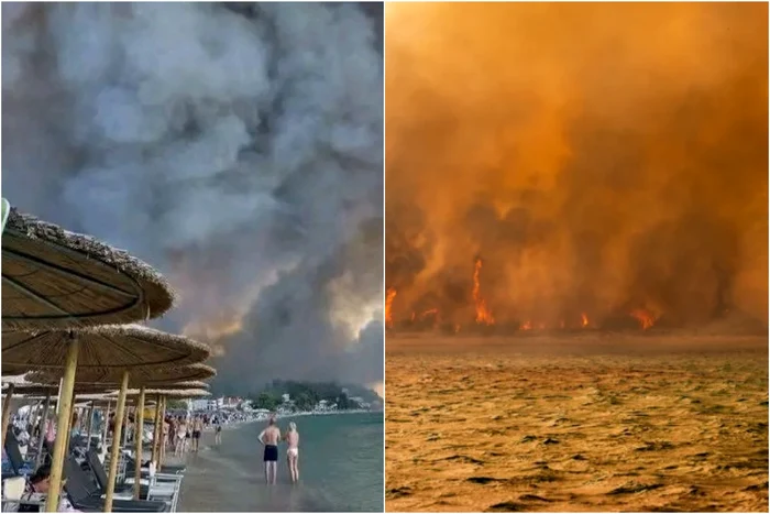 Incendiu de vegetație în Halkidiki. Foto: X