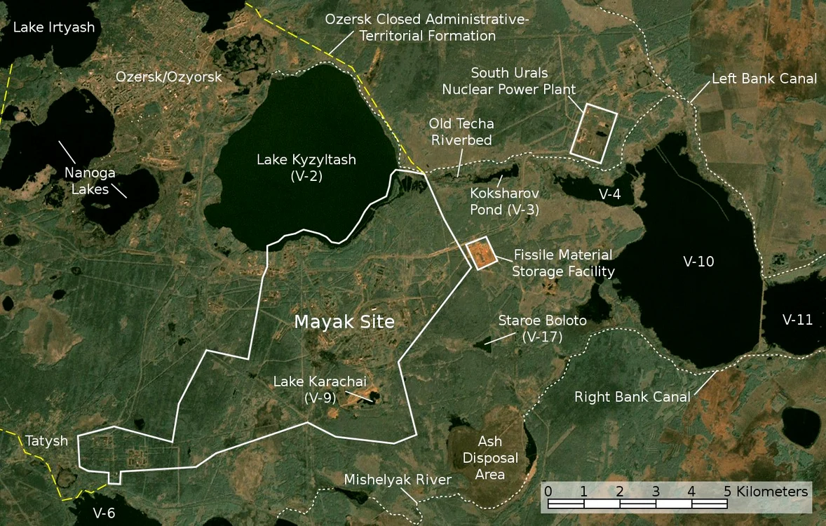 Locația centralei nucleare de la Mayak FOTO wikipedia