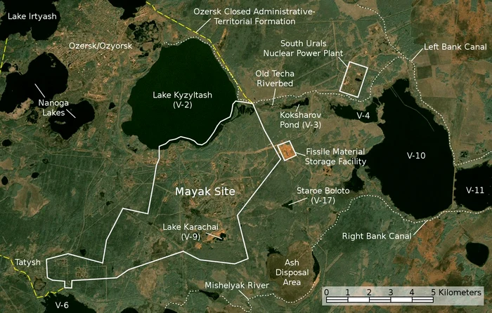 Locația centralei nucleare de la Mayak FOTO wikipedia
