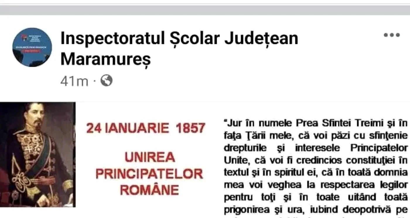 Gafa ISJ referitoare la evenimentul istoric  FOTO Maramuresonline