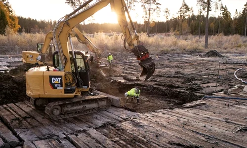 O înmormântare rară a unui câine, veche de 5.000 de ani, descoperită în Suedia (© Arkeologerna)