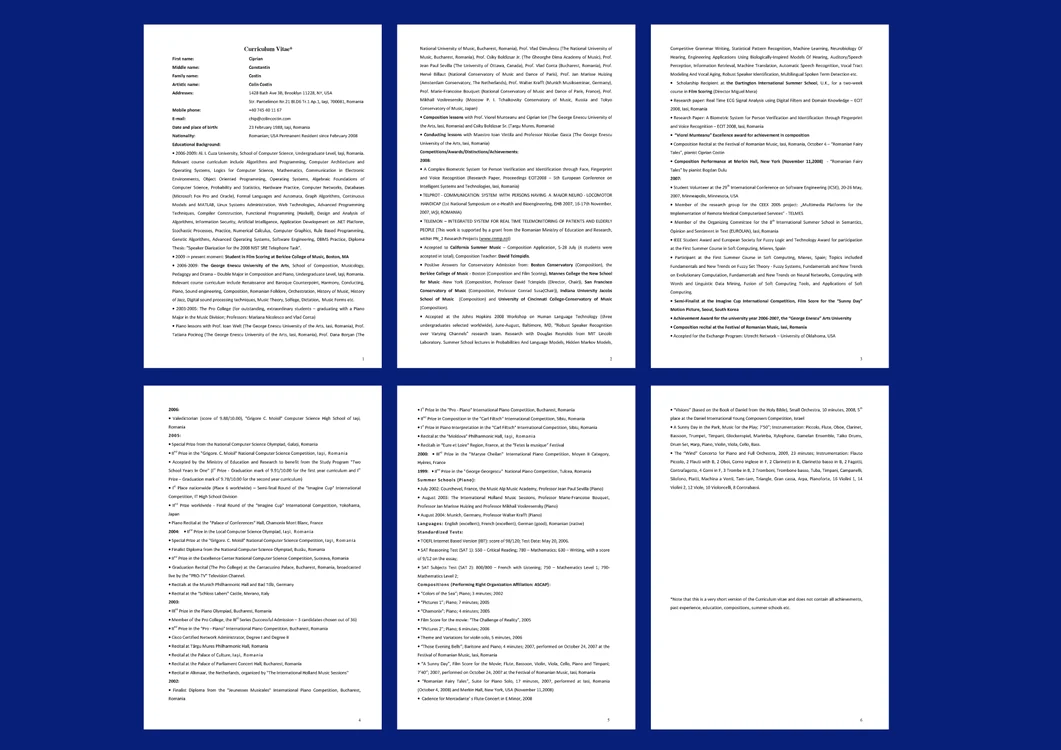 Aceasta este doar o variantă scurtată a CV-ului lui Ciprian Costin